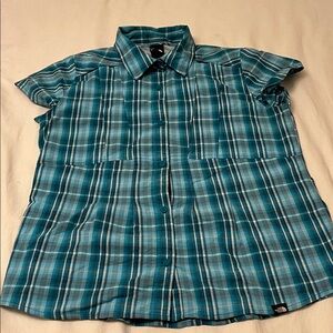 New without Tag The North Face Hiking Teal Plaid Button Down Shirt Size L